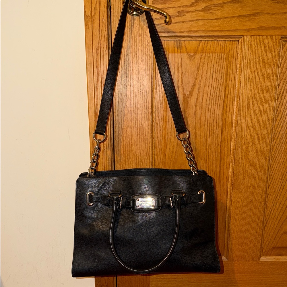 Michael Kors Black Shoulder Bag with Silver Accents - Picture 3 of 12